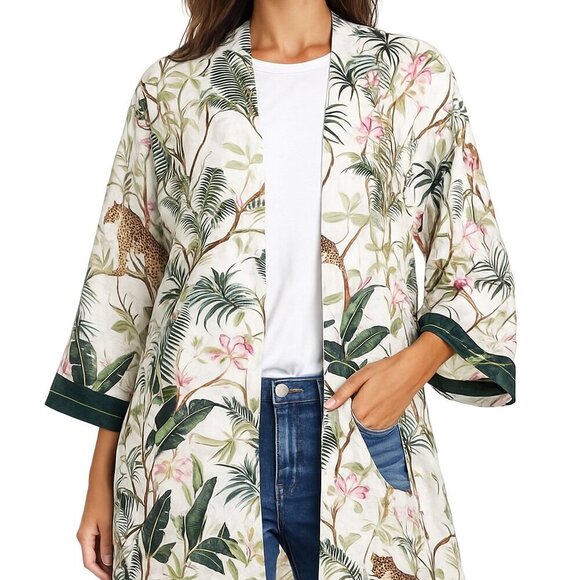 H&M Jackets & Blazers - H&M Jungle Print Kimono XS/S Viscose Open Front Cover-Up